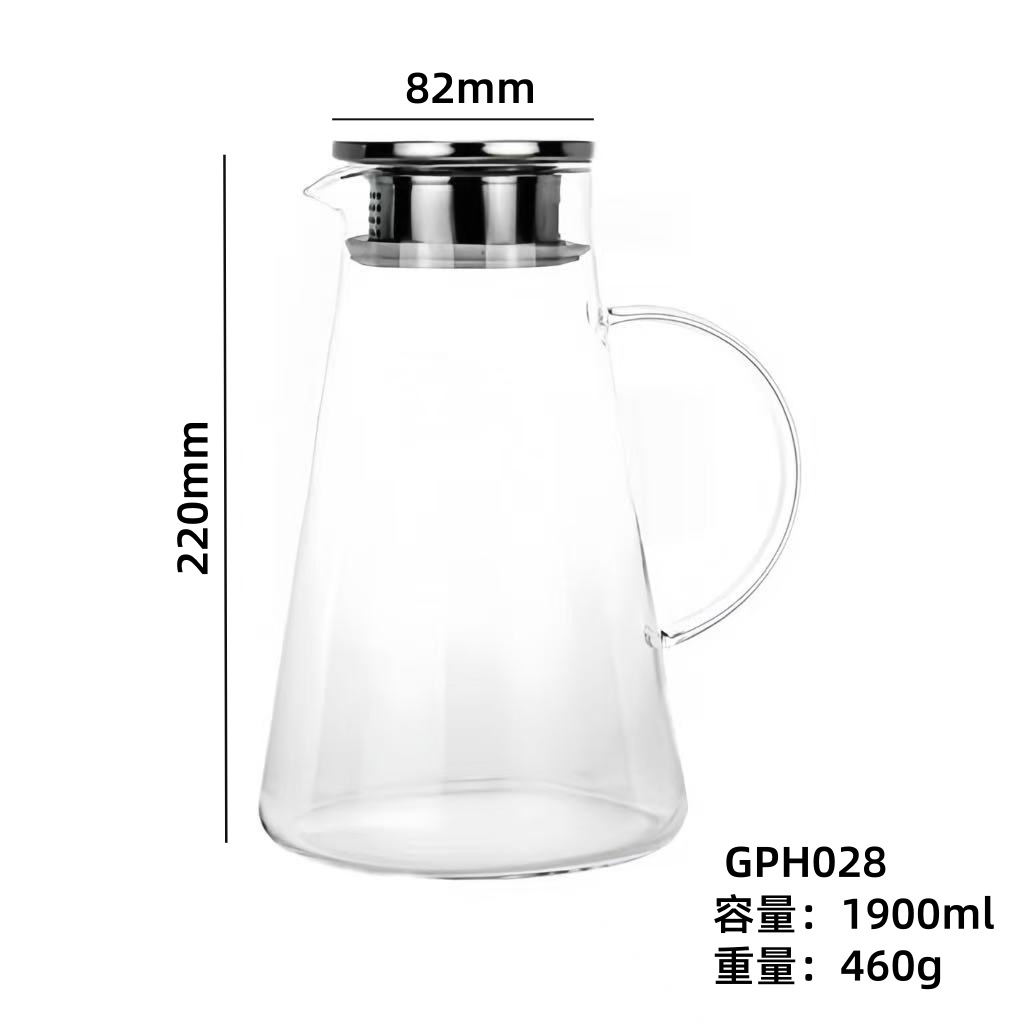 Europa de alta borosilicona vidrio tetera de agua fría tetera de té resistente al calor tetera de bebida caliente tetera de jugo tetera doméstica tetera de té