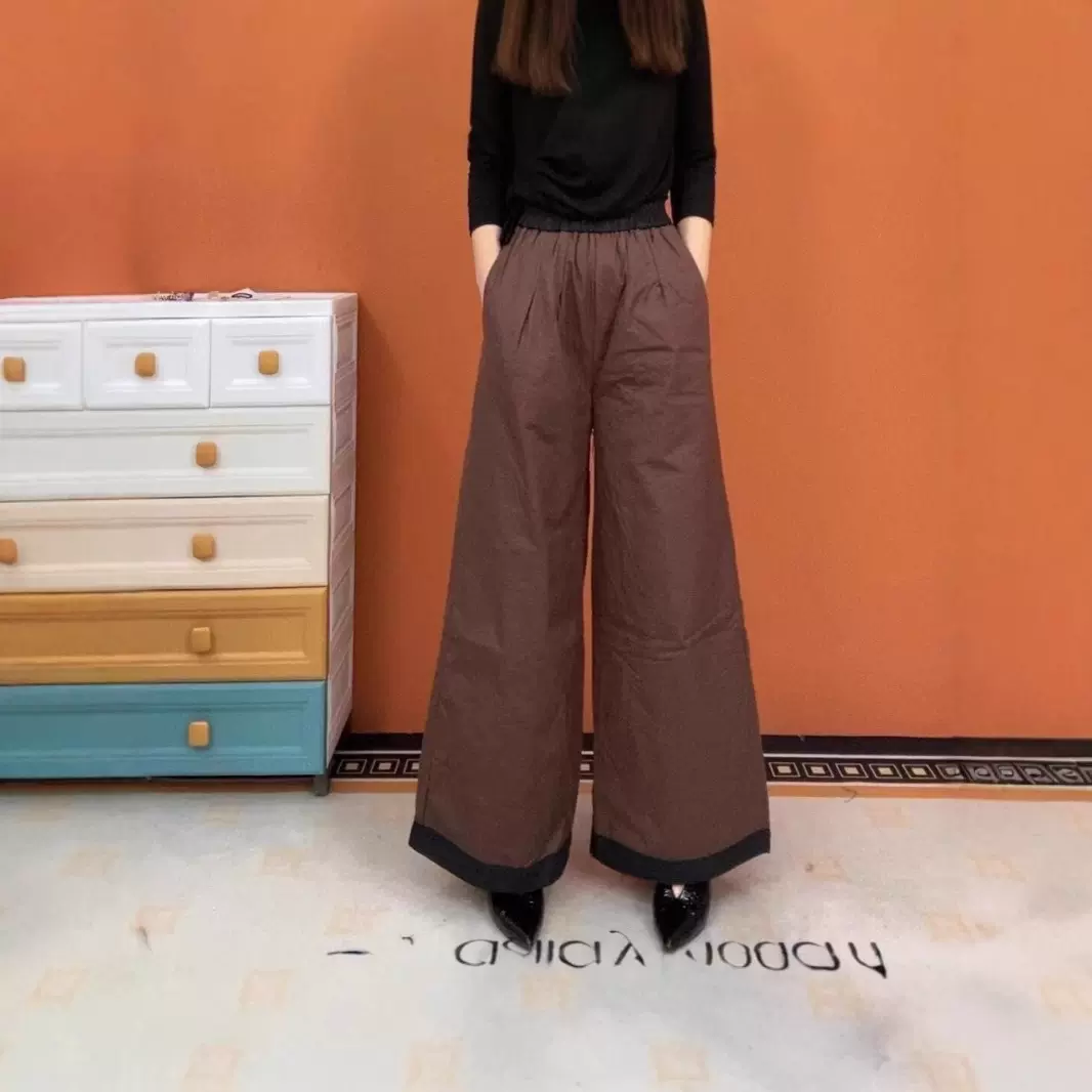 女装休闲阔腿裤女冬季外穿保暖女裤妈妈装长裤加厚大码宽松羽绒裤