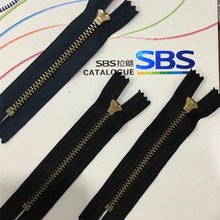 sbs金属牛仔裤休闲裤辅料 3号4号黄铜古铜白铜牙闭尾拉链定制批发