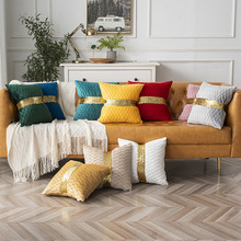 跨境超声波抱枕抱枕简约条纹宽边亮片腰枕客厅沙发靠垫样板间靠枕