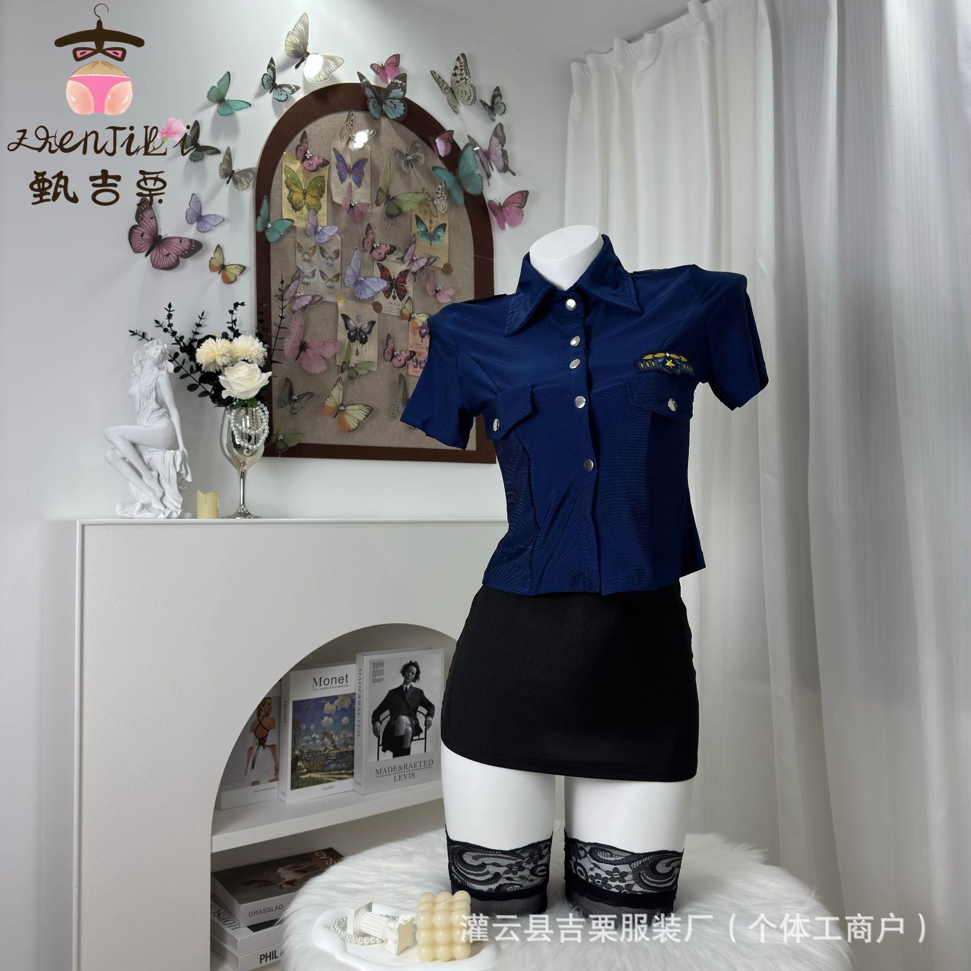 Jili Sex Underwear Stewardess Uniform suit Cos Role Playing Pure Desire Women's Sexuality Female Police Uniform Night Shop