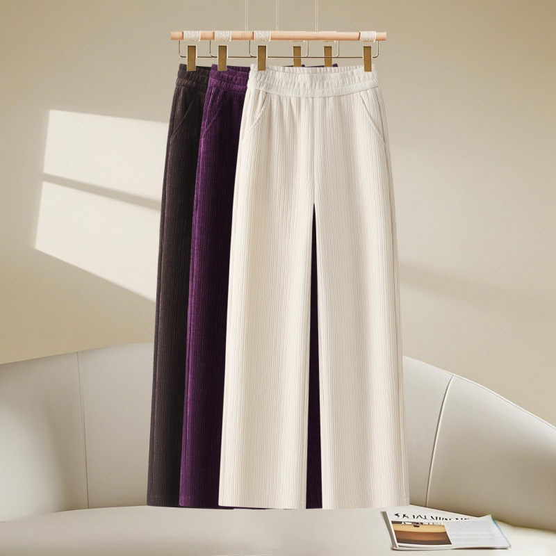 Narrow Corduroy Wide-Leg Pants for Women, Autumn/Winter 2025 New Style, Petite High-Waisted Loose Casual Chenille Straight Pants Narrow Corduroy Wide-Leg Pants for Women, Autumn/Winter 2025 New Style, Petite High-Waisted Loose Casual Chenille Straight Pants