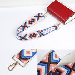 Factory price direct supply rhombus woven belt black crossbody strap leopard print ethnic style adjustable custom handbag long shoulder strap 