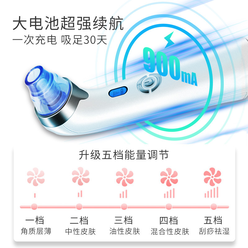 Blackhead instrument, pore cleaner, facial beauty instrument, household blackhead suction device, facial cleansing instrument, certified by Amazon