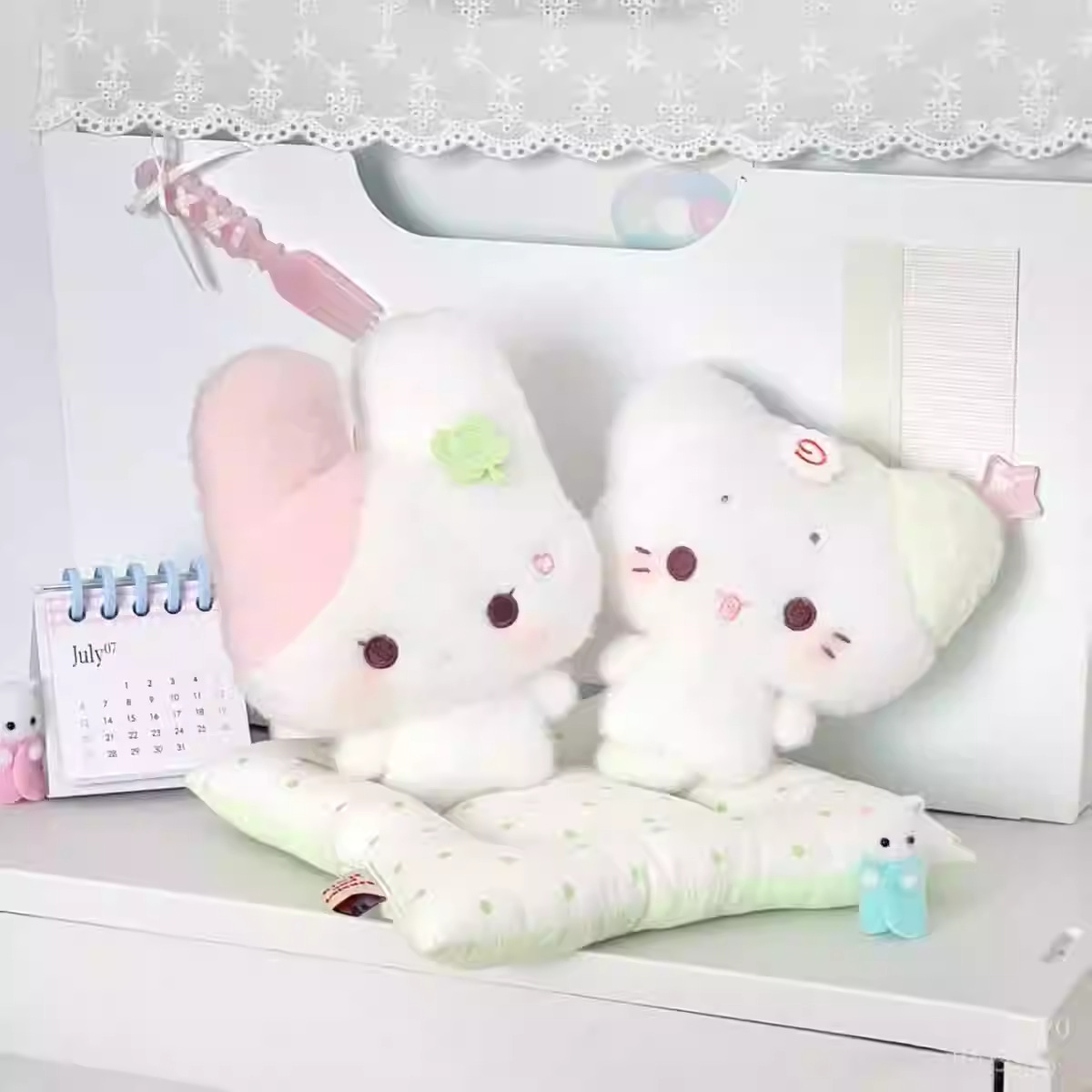 Cute pastel de pescado gatito afortunado conejo muñeca de peluche suave muñeca colgante muñeca de algodón regalo para chicas