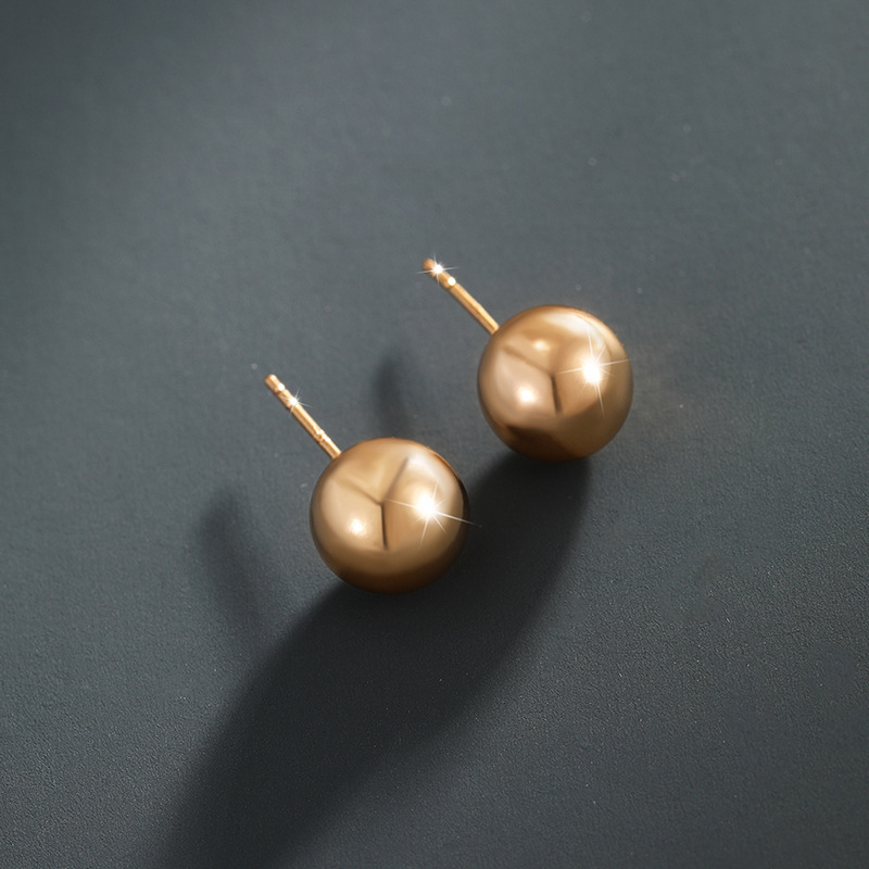 Xuping joyería 18k chapado en oro brillante ronda stud pendientes exquisitos pendientes de cuentas simples pendientes de joyería femenina al por mayor