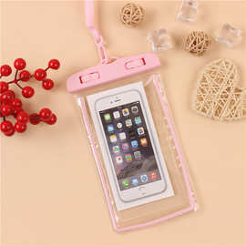 透明可触屏手机套户外温泉游泳潜水夜光防水套PVC荧光手机防水袋