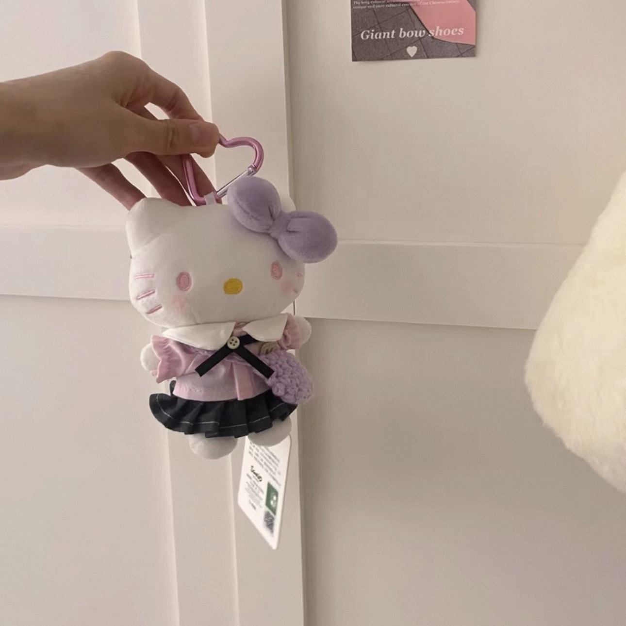 Genuino clásico KT Hello Kitty mochila bolso colgante dibujos animados lindo hellokitty llavero muñeca de felpa mujer