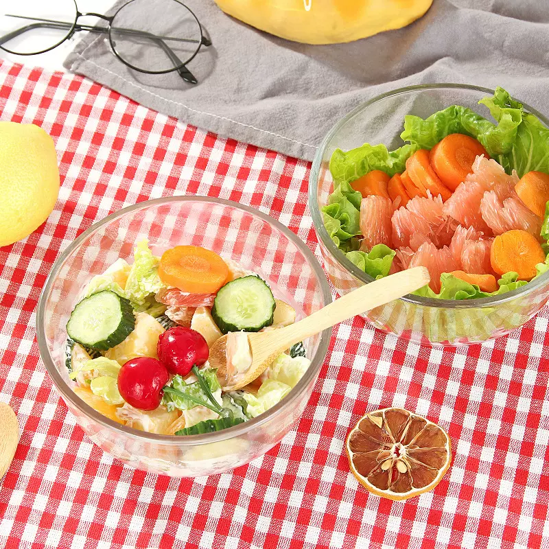 新款现货供应透明圆大圆碗甜品碗家用蔬菜水果碗多规格调味汤碗