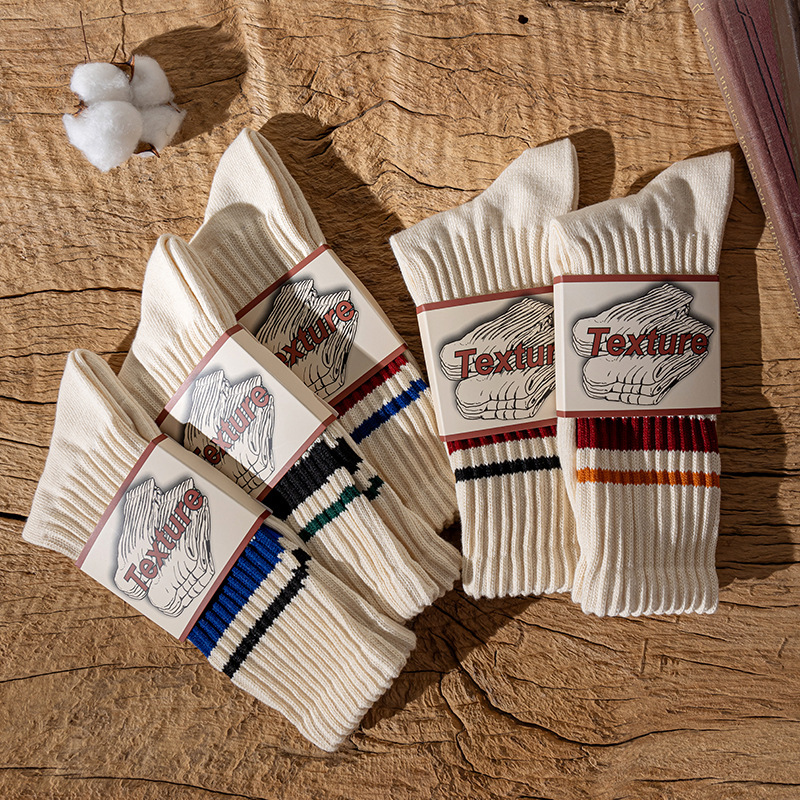 American Retro Ami Khaki Socks for Men and Women, Mid-Calf Slouch Socks, Japanese-Style Thick Knit Sports Striped Knee-High Socks American Retro Ami Khaki Socks for Men and Women, Mid-Calf Slouch Socks, Japanese-Style Thick Knit Sports Striped Knee-High Socks