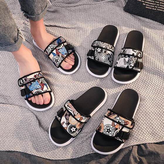New Style Color Internet Celebrity Men's and Women's Personalized Couple Slippers Men's Fashionable Summer Beach Shoes Comfortable Outer Wear