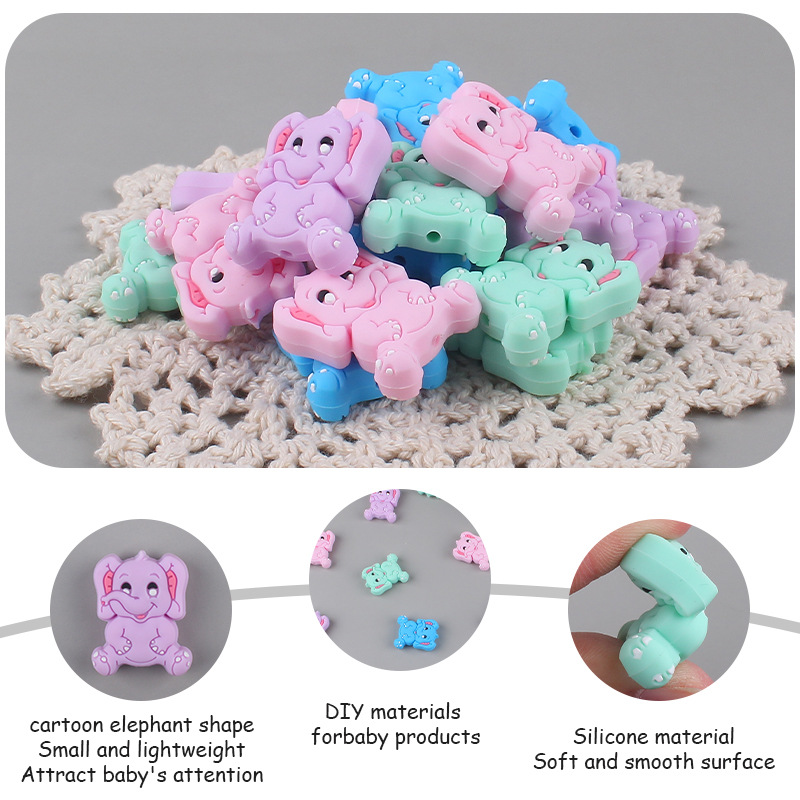 Creativo DIY bebé suministros de dibujos animados animal elefante juguetes de silicona bebé molar chupete cadena pulsera pequeños accesorios