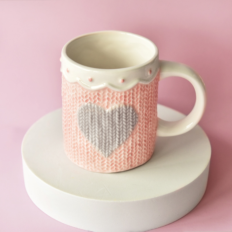 Nórdico Iins amor rojo taza Oficina creativa simple de cerámica pintada a mano