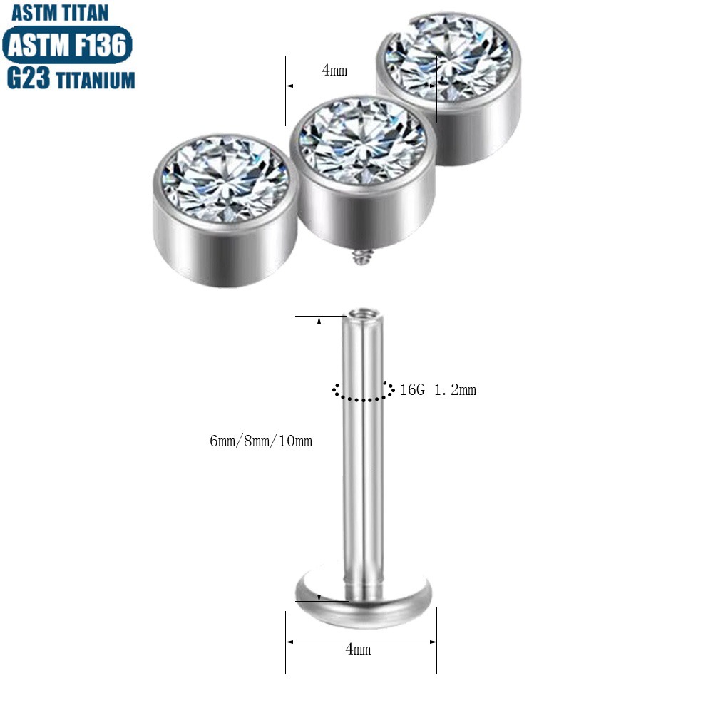 Silver pointed spike labret stud material detail