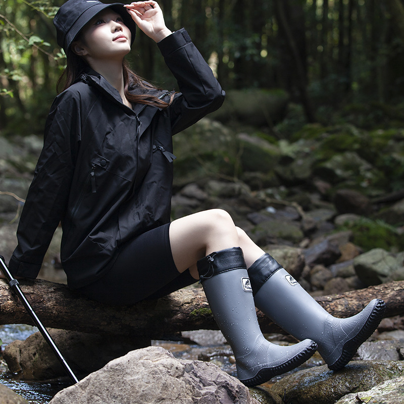 折り畳み可能な日本野鳥協会雨靴女性タイプの男性熱帯雨林登山雨靴滑り止め防水靴屋外徒歩|undefined