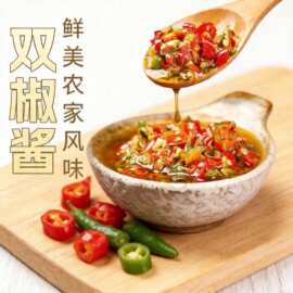 味课堂双椒酱青椒红剁椒酱特辣微辣香辣炒菜拌面酱蒜蓉下饭彩椒酱