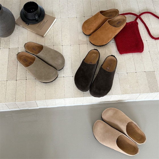 Birkenstock Shoes Pure Original Sangpo 24 Autumn and Winter New Muller Retro Ugly Thick-Soled Baotou Birkenstock Shoes for Women to Wear Outside