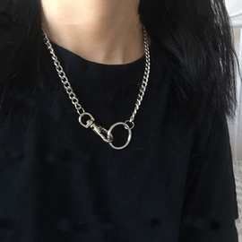 日韩ins冷淡风饰品 小众设计感个性夸张几何圆环镂空粗项链