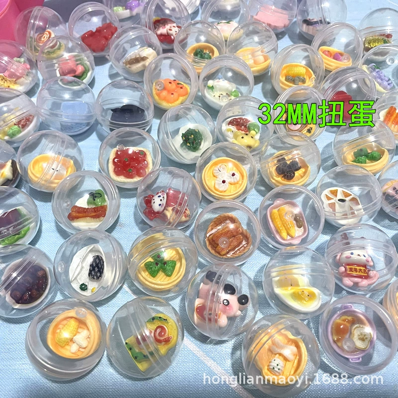 32 мм прозрачная пища, играйте в яичный шар, 1 юань, 2 юаня, монета, машина для яиц, игрушка, слепая яйцо, 32 скрученная яйцо, трансграничная игрушка