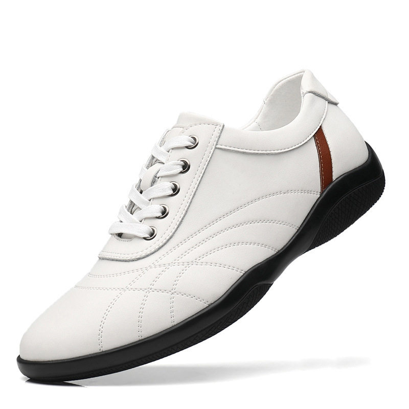 Giày thể thao nam da bò thoáng khí, giày lười đa năng phong cách casual, đế cao 2,5 cm — GX2385 màu trắng, GX2385 màu xám, GX2385 màu đen