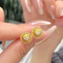 古法镶钻镶嵌镀金耳钉