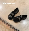 Black patent leather (like letters)