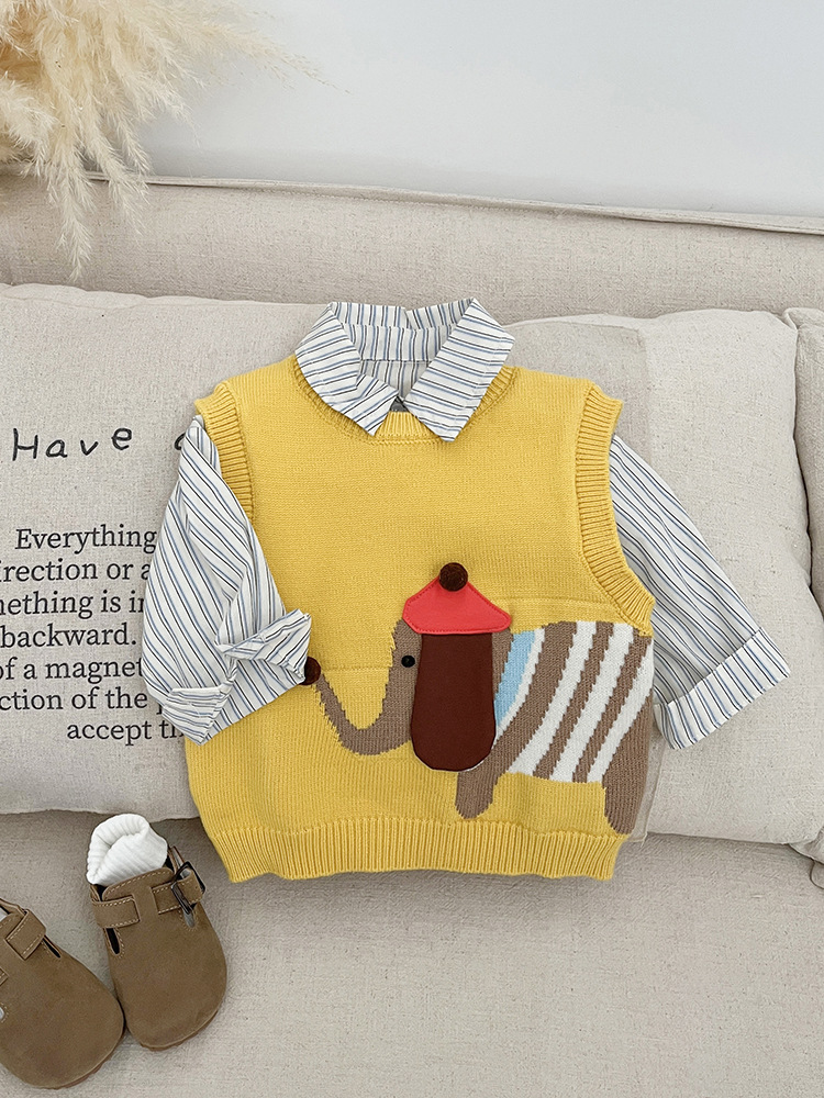 Primavera y otoño chaleco de punto coreano para bebés encantadores chalecos sin mangas de dibujos animados para bebés y bebés chalecos sueltos de moda