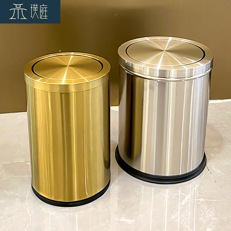 Basura simple tapa de acero inoxidable con tapa hogar Sala baño Hotel comercial luz lujo creativo
