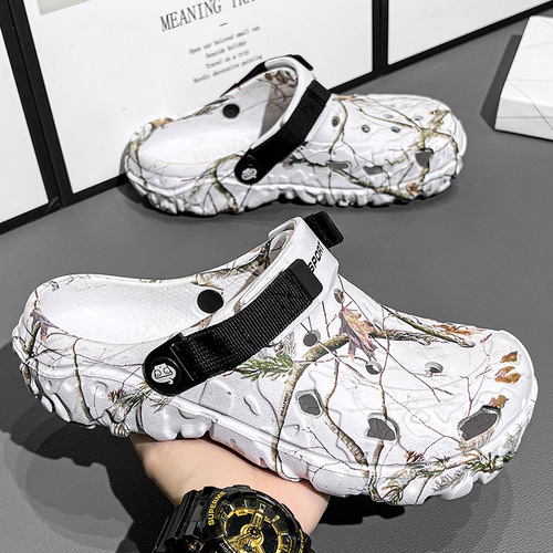 Men's Summer 2025 New Design Holeshoe with Eva Anti-Slip, Driving Cap Toe Slippers for Outdoor Beach Sandals for Men, Outdoors