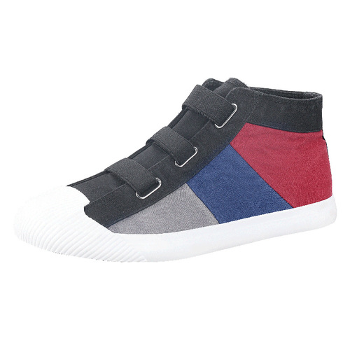 Flash step women's shoes 2024 spring canvas color matching versatile women's shoes breathable soft sole high-top slip-on shoes