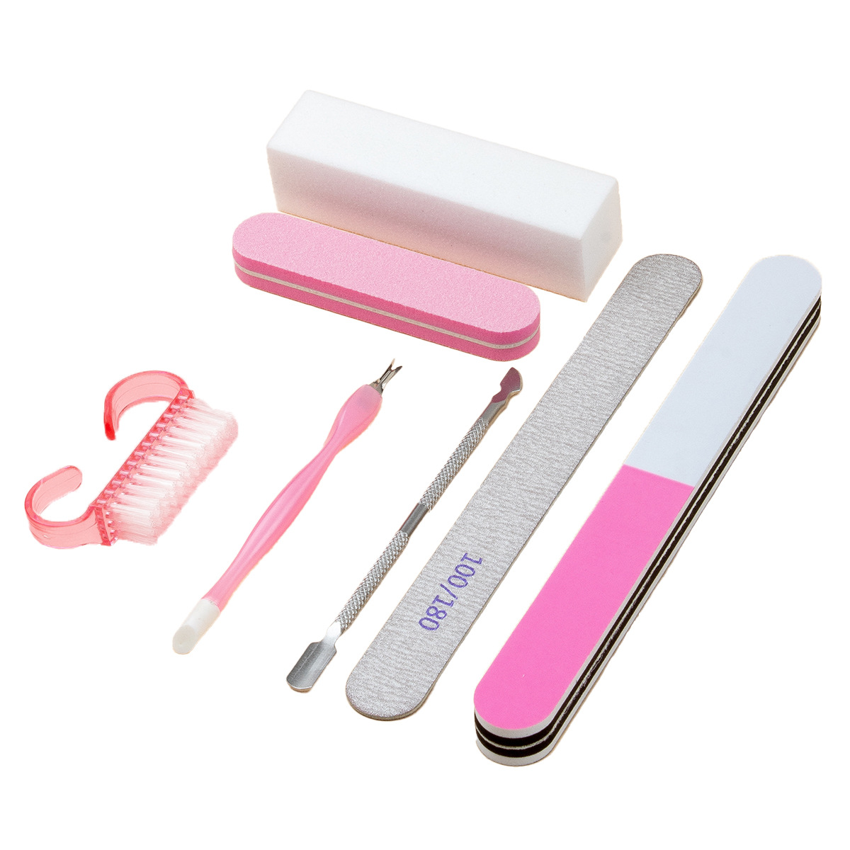 Traje de manicura Rosa blanco gris acero push 7 piezas conjunto transfronterizo especial para una pieza de entrega pulido reparación traje todo alrededor