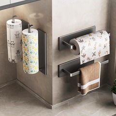 ガン灰キッチンティッシュラック穴なしキャビネットロールホルダーキッチンペーパー置物ラップ雑巾ラック収納掛け