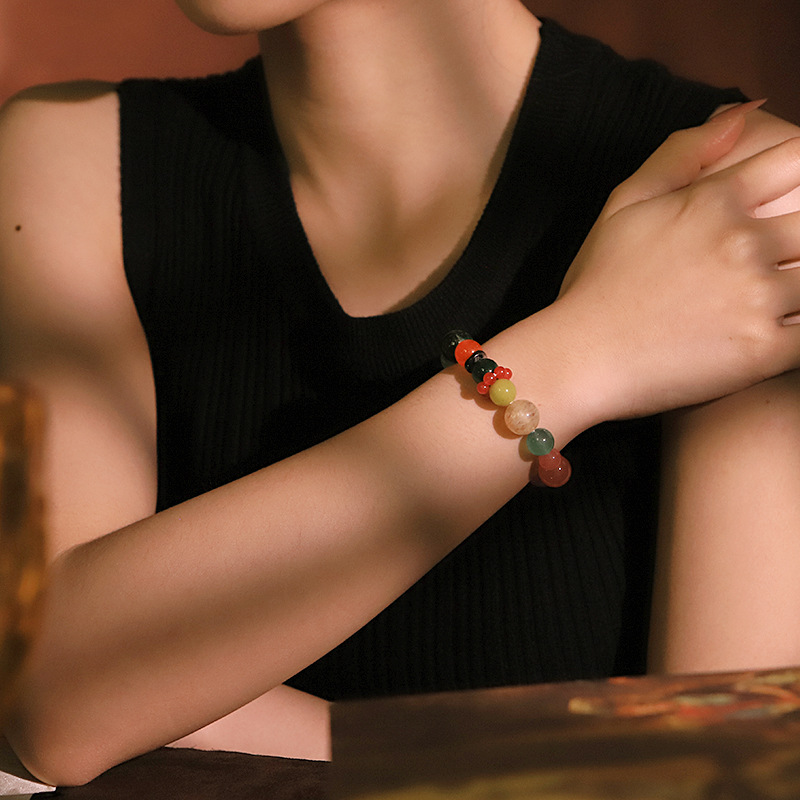 Verano frente al mar fresco cuentas de cristal de color pulseras de moda nicho decoración de dopamina joyas de mano de alta calidad