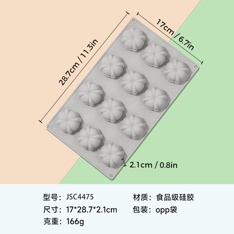 新しい 12 ピースフラワーシェイプムースチョコレート食品グレードのシリコーン型は取り外しが簡単で、高温ベーキングモールドに耐性があります。|undefined