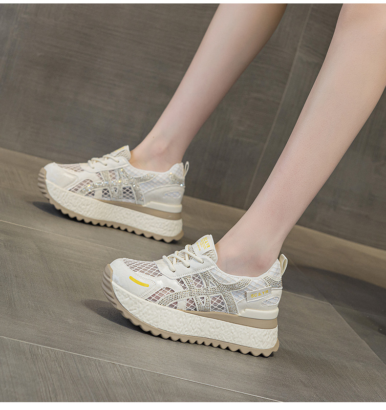 Giày sneaker nữ đế dày lưới thoáng khí phong cách thể thao — Xám 5073, Mơ 5073, Vàng 5073 chi tiết 13