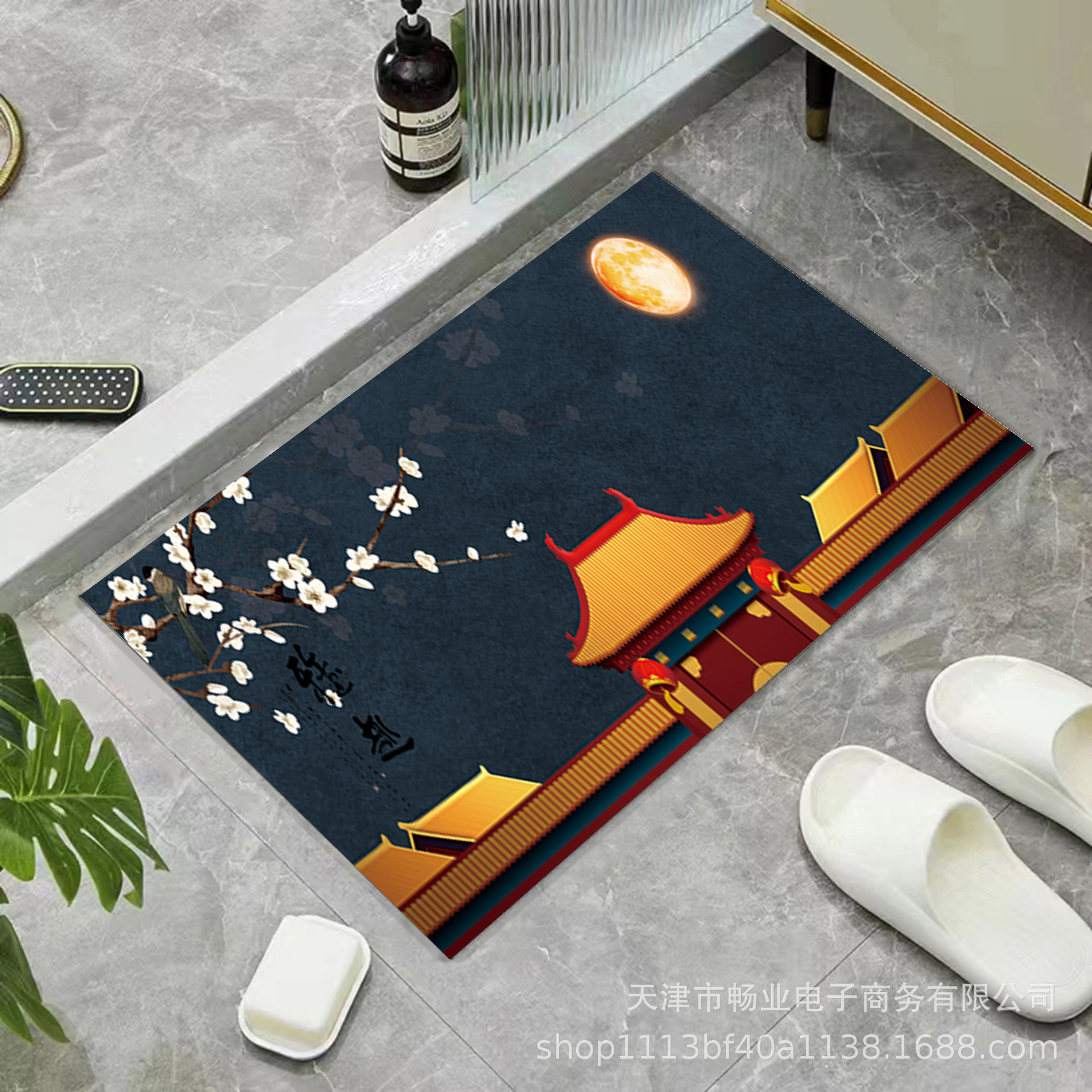 Bathroom Floor Mat, Diatomaceous Earth Anti-Slip Quick-Drying Foot Mat for Bathroom and Toilet Entrance, Modern and Simple