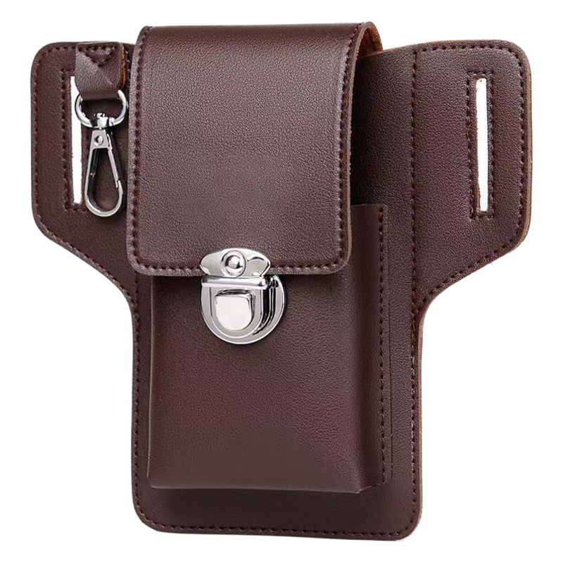 Puesto de los hombres de la correa de la bolsa de cigarrillos caso de cuero teléfono móvil bolso de la cintura vertical multifunción bolsa de cuero pequeña bolsa portátil al por mayor