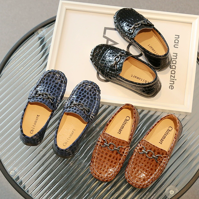 Детская кожаная обувь в британском стиле, маленькие и средние Детские одношаговые туфли для мальчиков, однослойная обувь в стиле ретро, Весенняя детская обувь, оптовая продажа