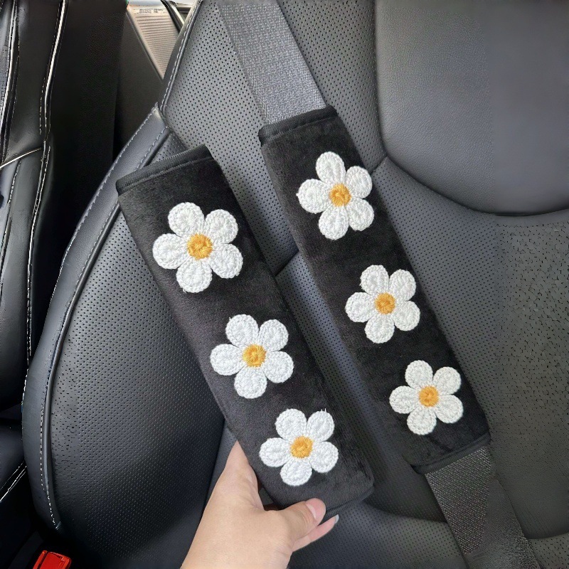 Car Seat Belt Shoulder Cover Flower Car Soft Anti-Strangle Protective Cover Lady Goddess Car Interior Decoration