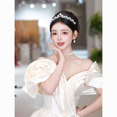 皇冠头饰新囊高级感婚纱礼服简约精致珍珠皇冠公主耳环结婚晚礼服