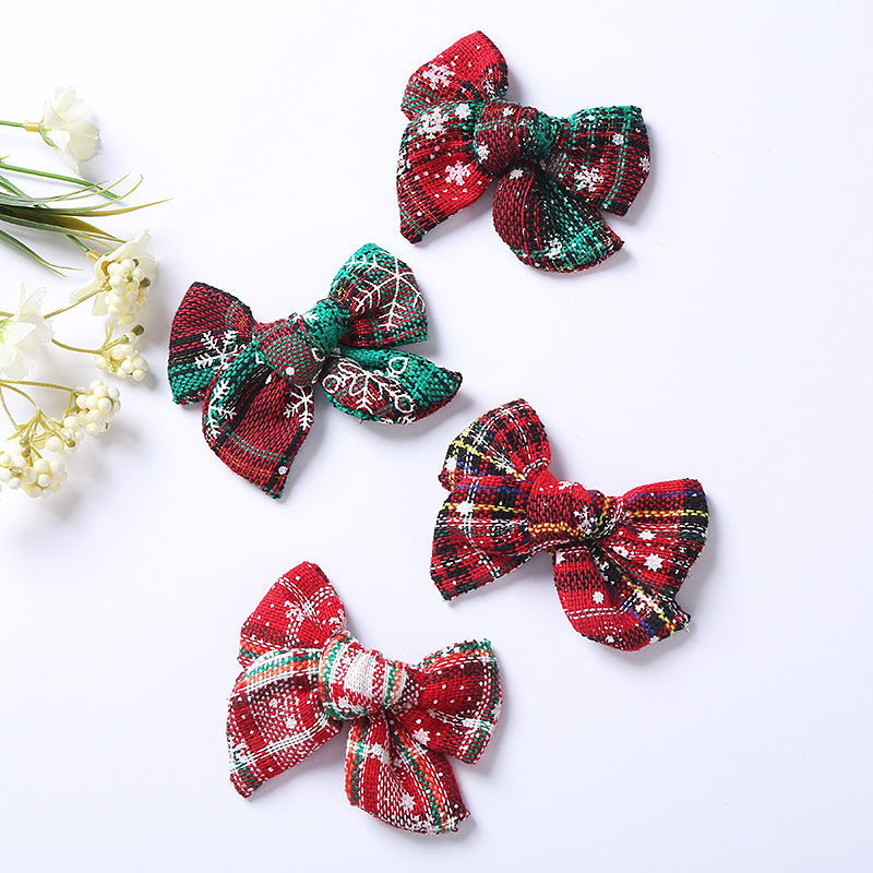 Bowknot Design Cute Style Cute Plaid Bow Knot Cloth Bowknot Hair Clip 1 Piece