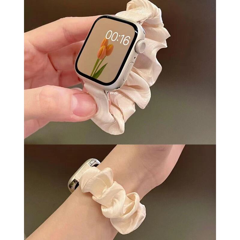 Suitable for applewatch6789 Apple Watch iwatch10se Premium Sense French Pearlescent Hair Band Strap