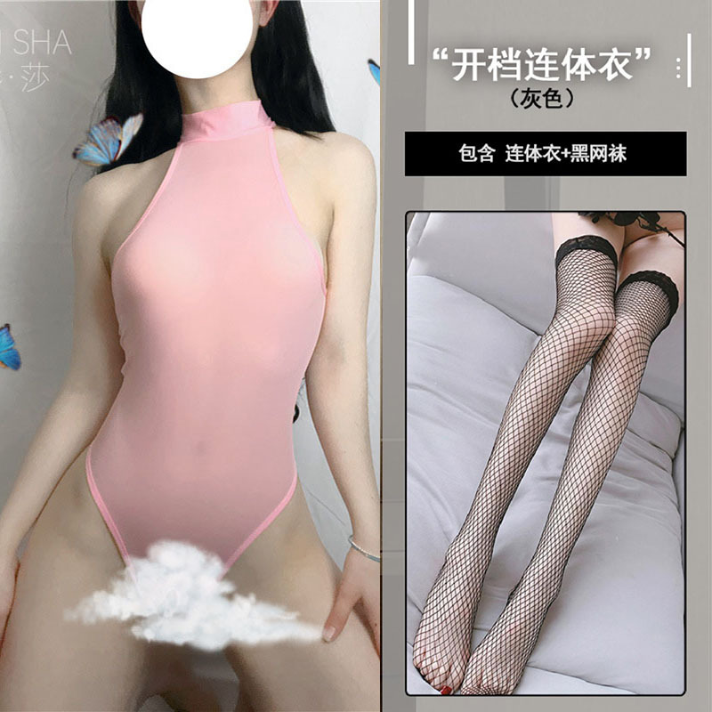 (핑크) 점프수트 + 블랙 망사스타킹