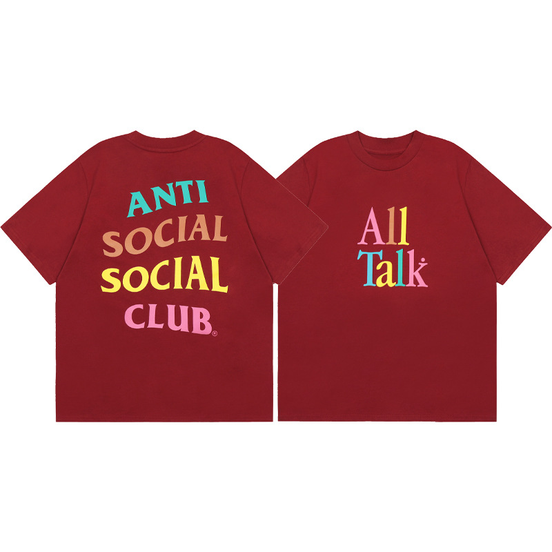 Diferencia de moneda del mercado ASSC CLUB fujiwaro Lightning serie impresa camiseta suelta de manga corta para hombres y mujeres