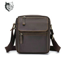 头层牛皮单肩包时尚真皮斜挎男皮包疯马皮个性背包竖款胸包批发