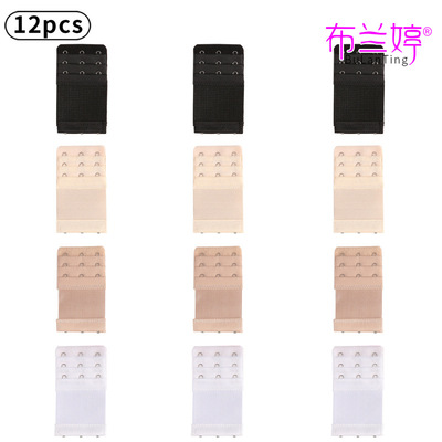 12pcs Elastic Elastic force Three buckle Bras Lengthened buckle Underwear buckle Extend the deduction Bra Back button Cross border goods in stock