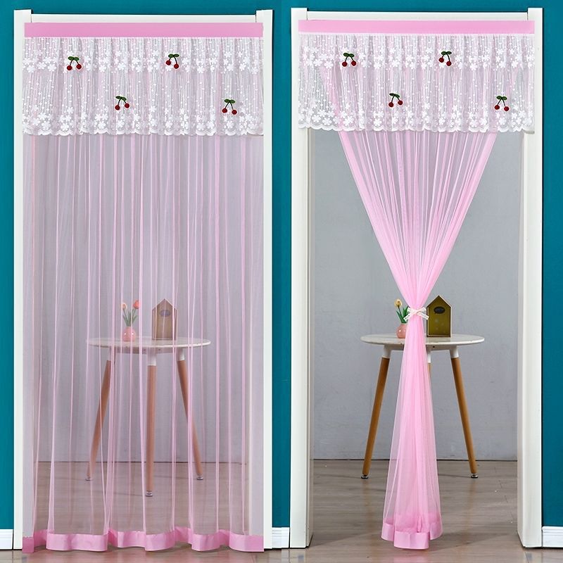 Household Summer Anti-Mosquito Gauze Curtain Velcro Punch-Free Lace Door Curtain Bedroom Kitchen Partition Decorative Curtain