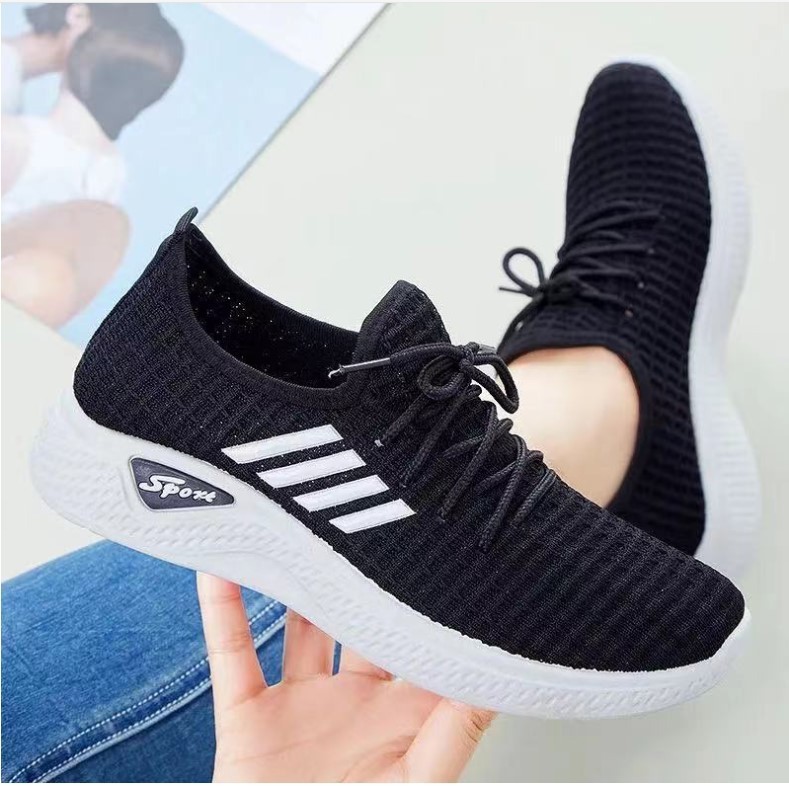 Spring Export Women's Shoes Casual Shoes New Trendy Black Flats Sports Travel Shoes Breathable Mesh Running Shoes for Women