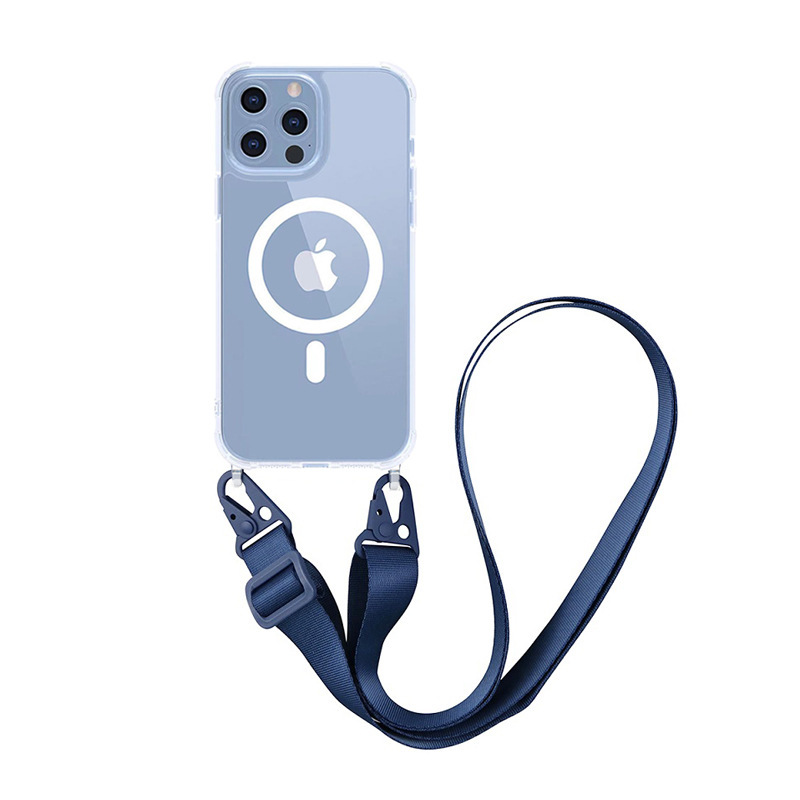 New Magnetic One Lanyard Crossbody Shoulder 13Pro Transparent 14Pro Max Phone Case 14Plus in Stock