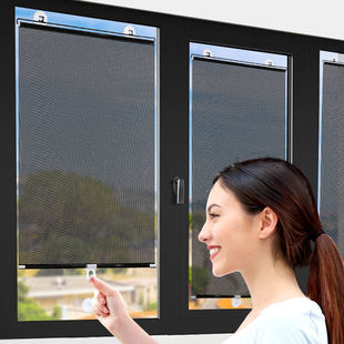 Shuyang Heat Insulation Net Sunscreen Curtain Up and Down Curtain Roll Door and Window Sunshade Glass Window Blocking Curtain Small Window Roller Curtain